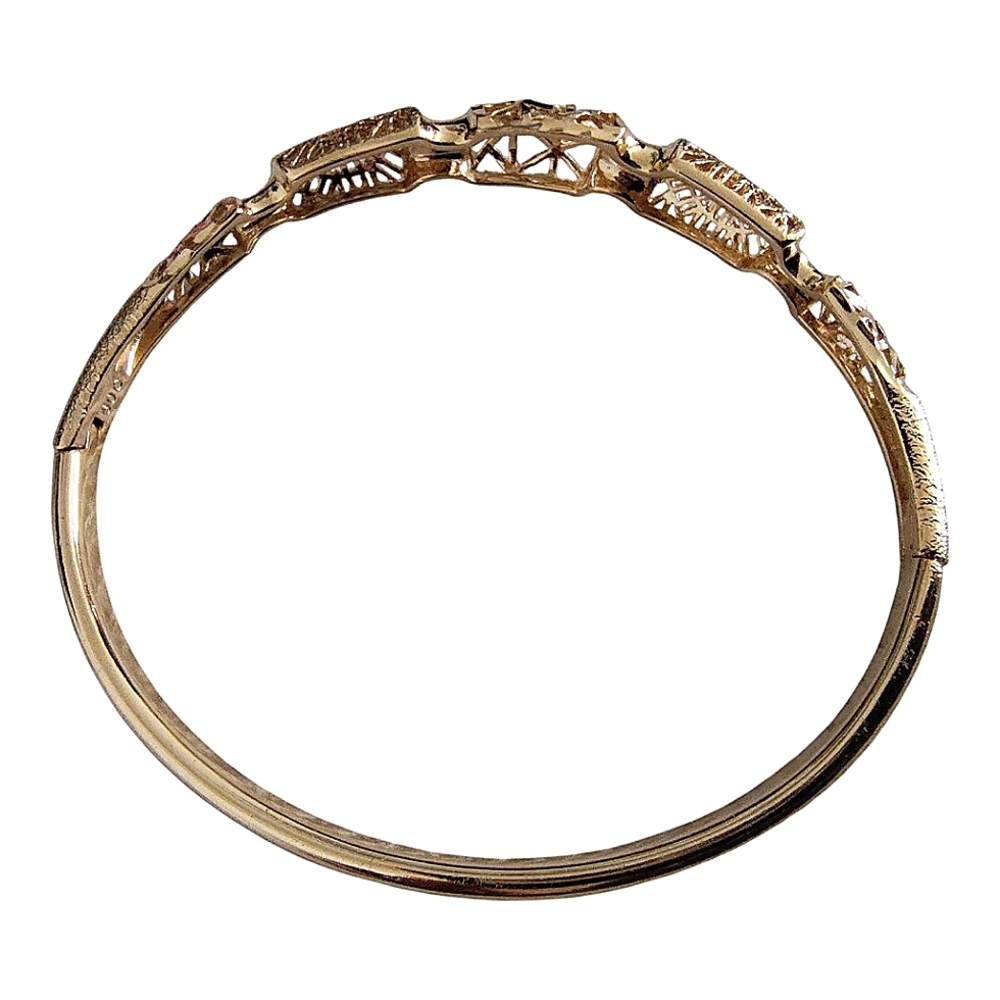 Beautiful Rose Valade Etched Gold Plated Bangle Bracelet - Picture 6 of 11